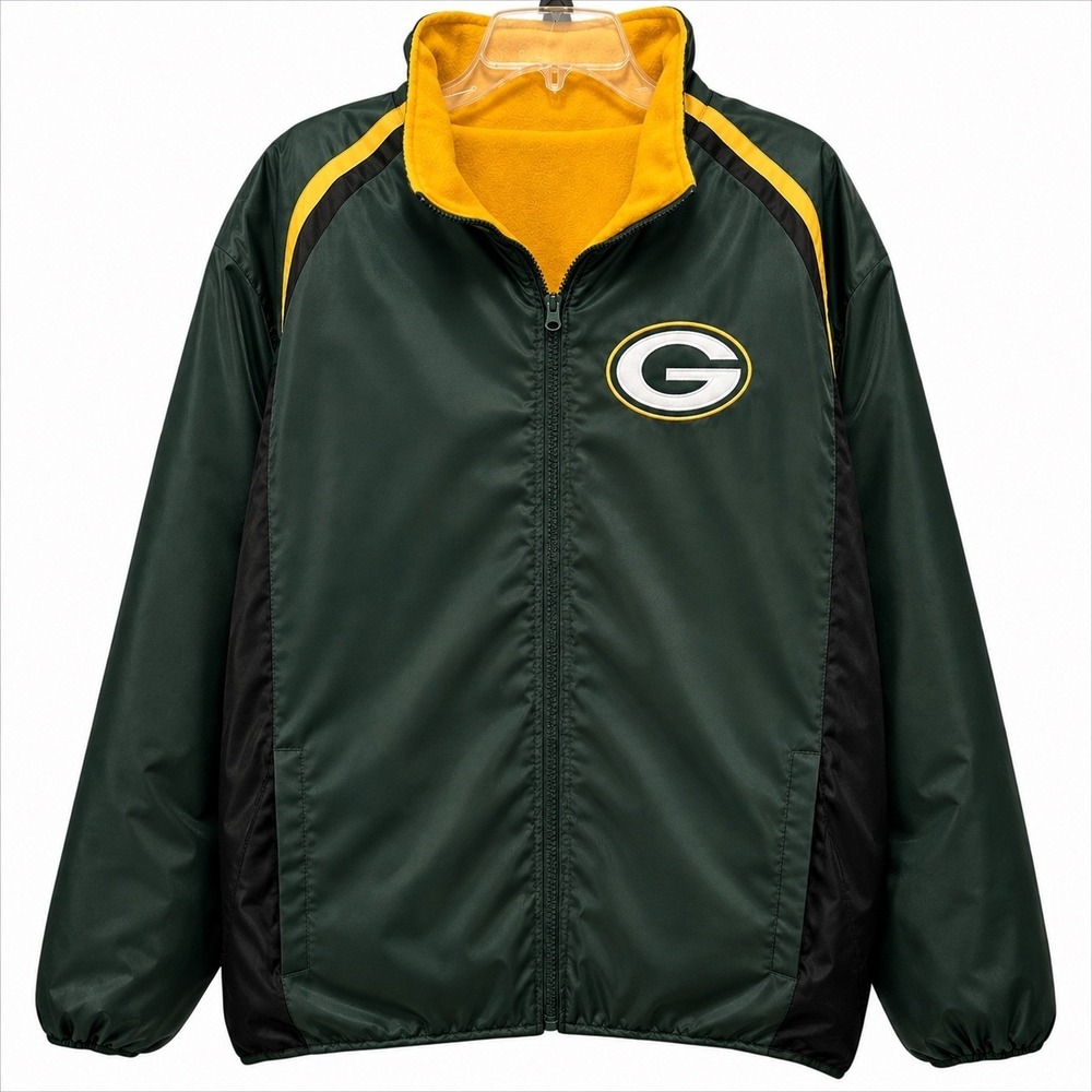 Vintage Green Bay Packers Jacket G-III Men XL Green Yellow Reversible Fleece NFL